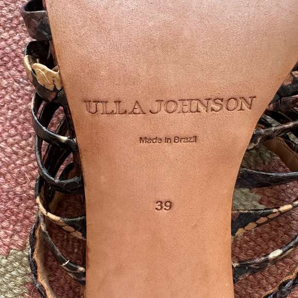 Ulla Johnson Rayna snake print leather lace up high heeled sandals wrap tassels - Picture 8 of 9